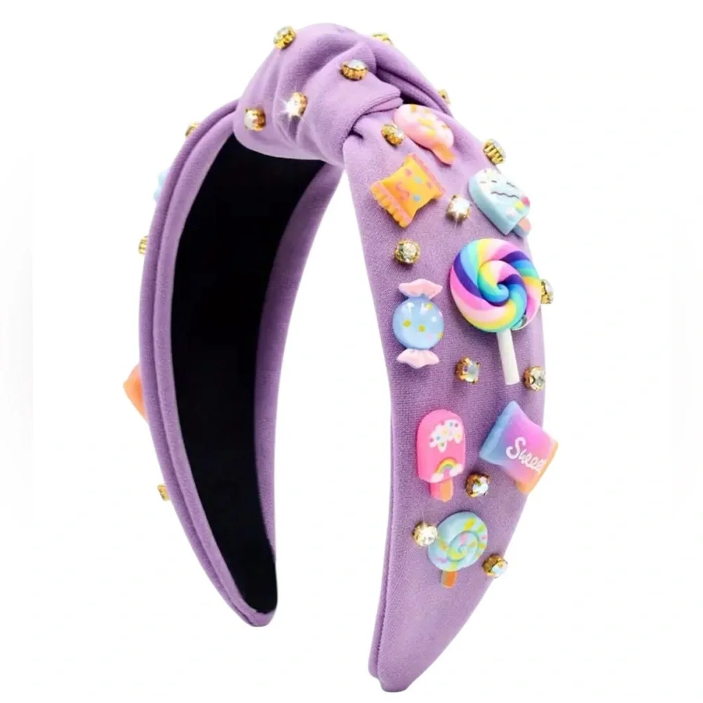 Purple Candy and Rhinestone Embellished Headband